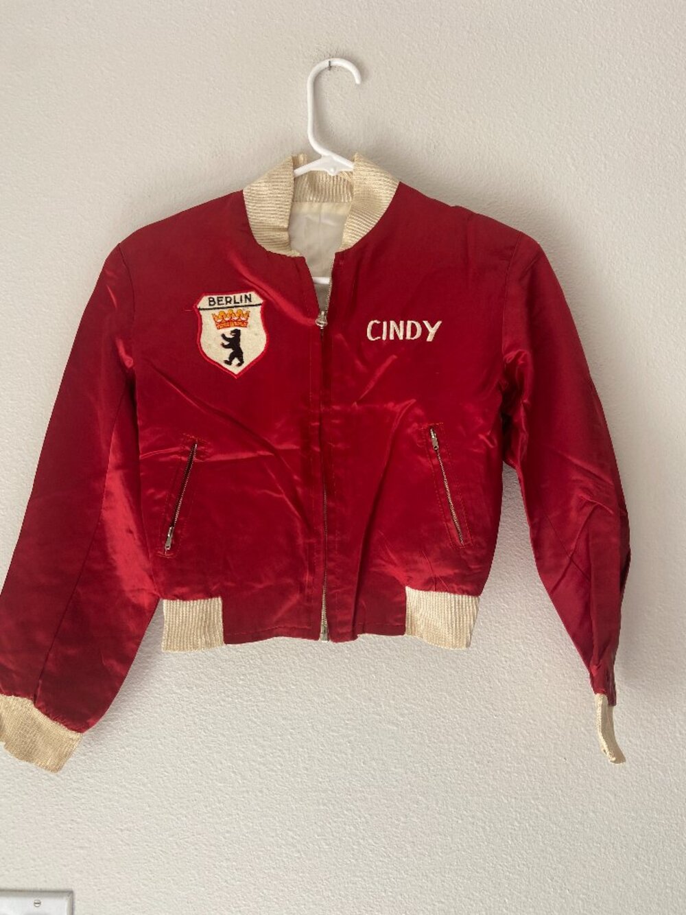 Vintage 50s BERLIN Germany Military Souvenir Jacket Army Sukajan Satin
